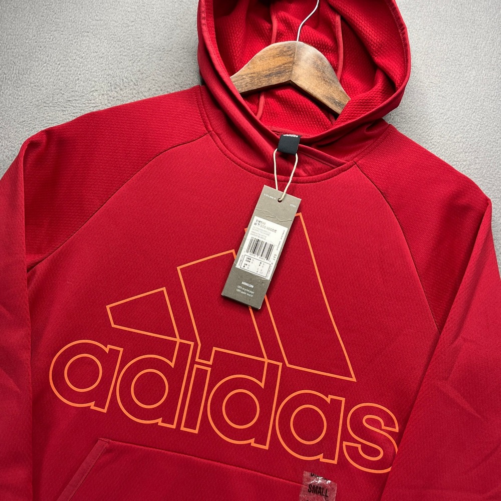 Adidas W TI BOS Hoodie Womens S Red Polyester Pullover Outdoor Activewear NWT